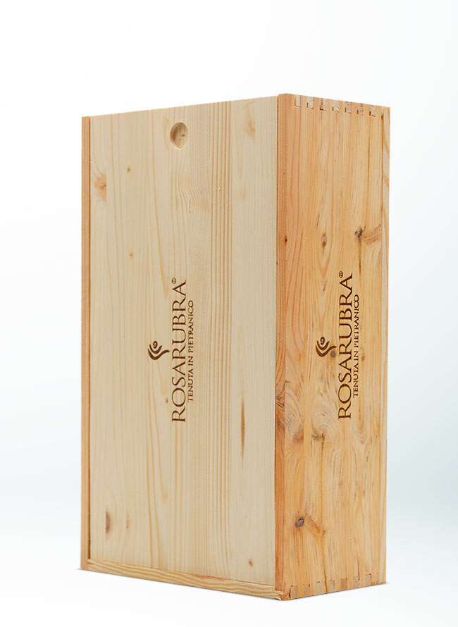 Fir wood box for 2 Rosarubra bottles